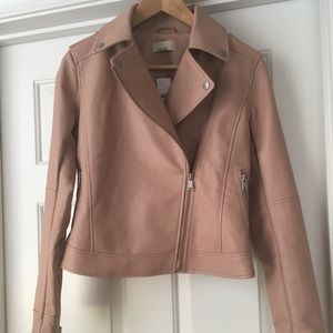 Loft Pink Faux Leather Moto Jacket